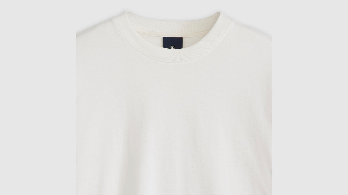 Close-up of white Levi's classic short-sleeve t-shirt