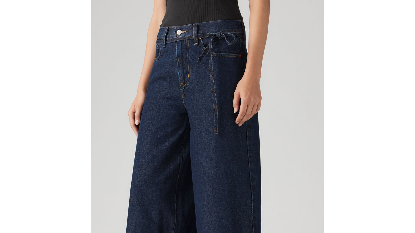 Levi's dark denim wide-leg jeans with tie waist