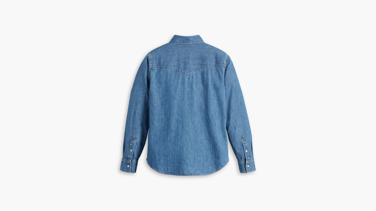 Levi’s Women’s Iconic Lightweight Western Shirt, Flat Lay Back View