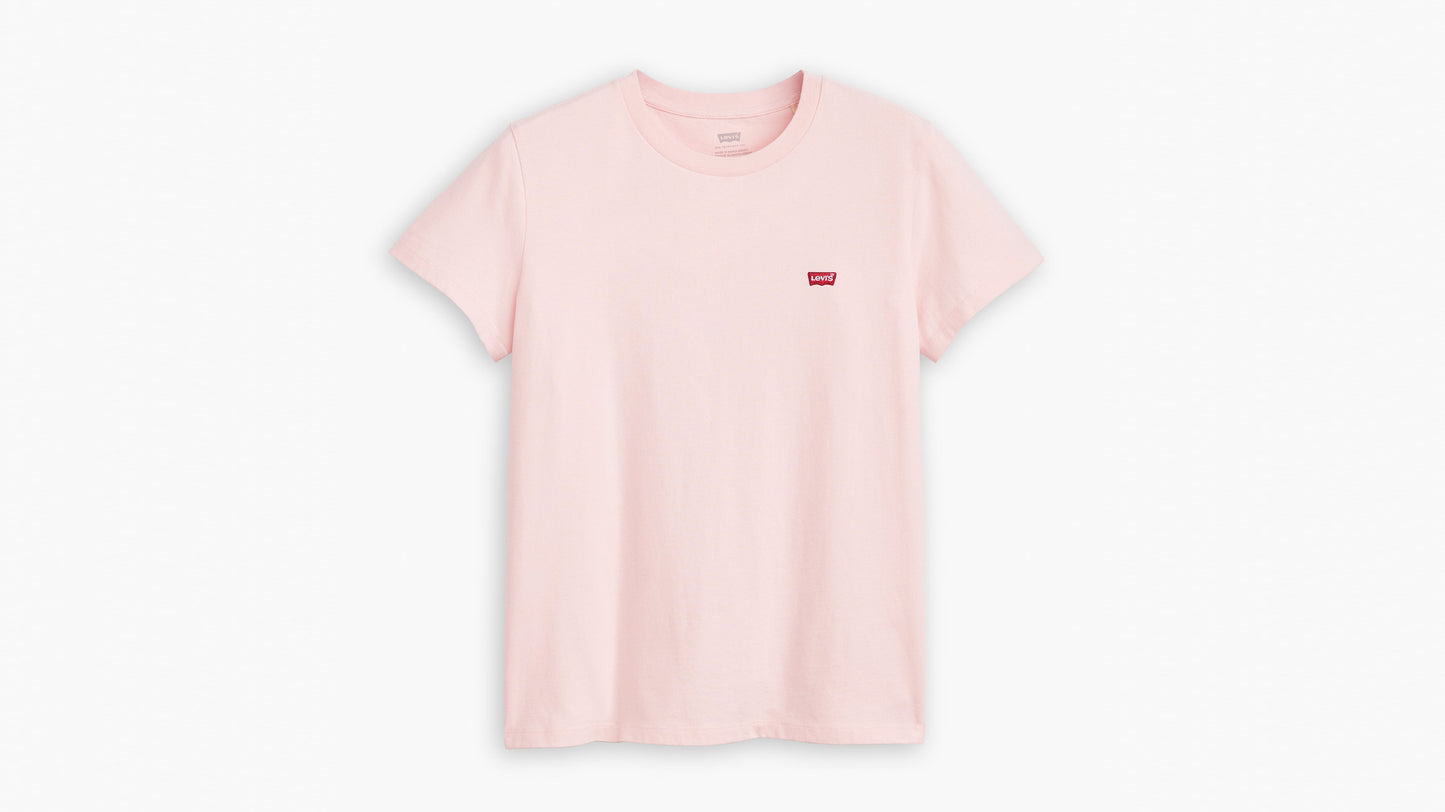 Flat lay of light pink Levi’s t-shirt