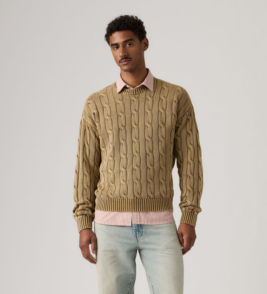 Main 1 - Levi's® Men's Carmel Cable Crew Sweater - 0058W0003