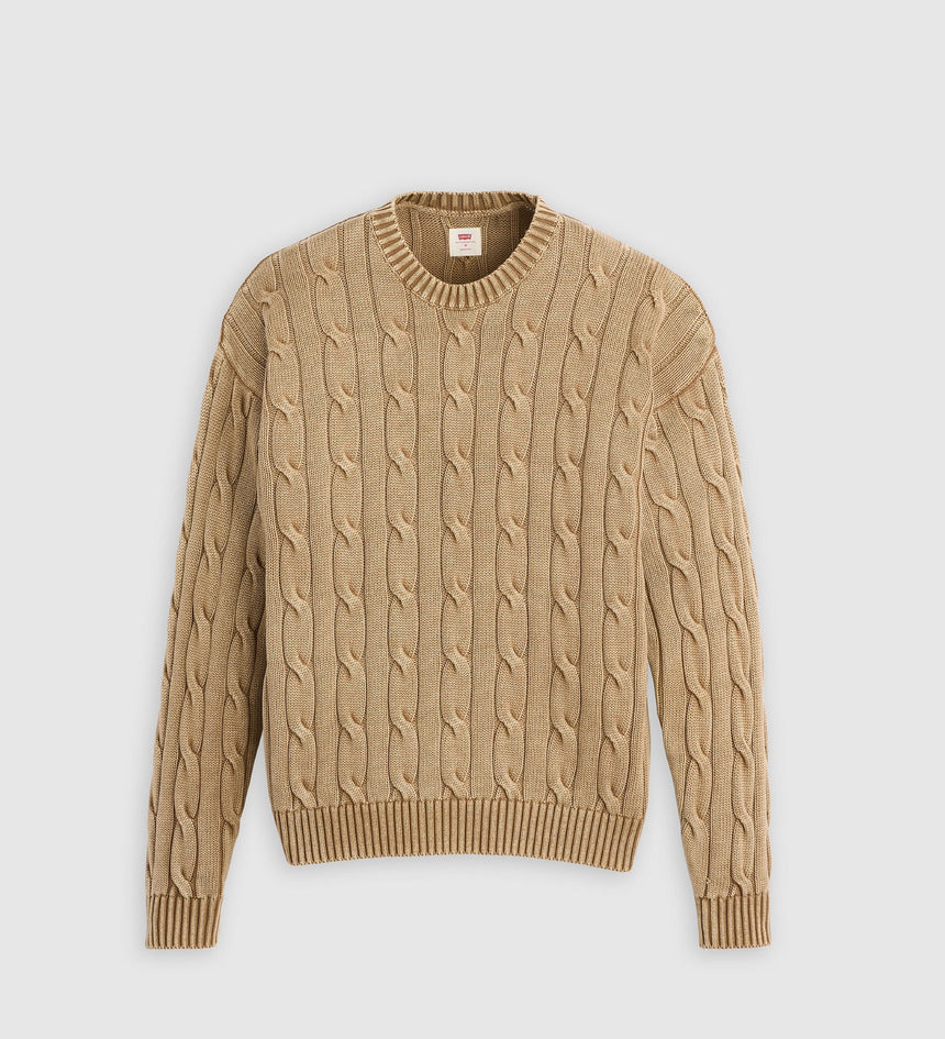 Main 5 - Levi's® Men's Carmel Cable Crew Sweater - 0058W0003
