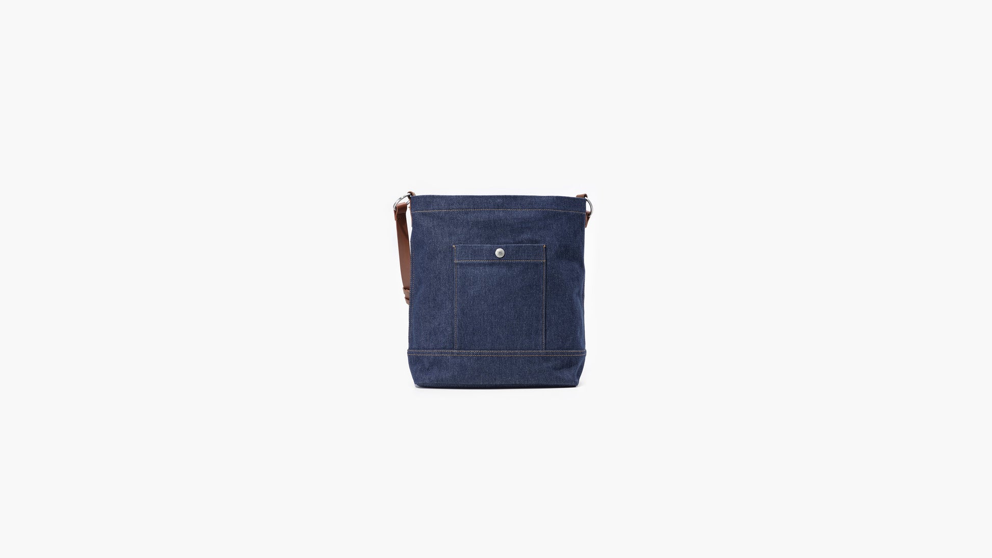 Front view of Levi’s women’s denim bag with a functional pocket