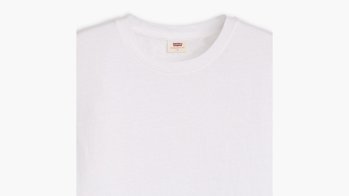 Detailed shot of Levi's white muscle t-shirt
