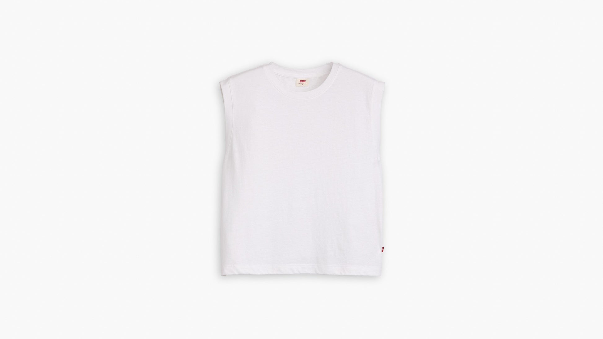 Front shot of Levi's white muscle t-shirt