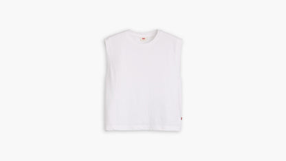 Front shot of Levi's white muscle t-shirt