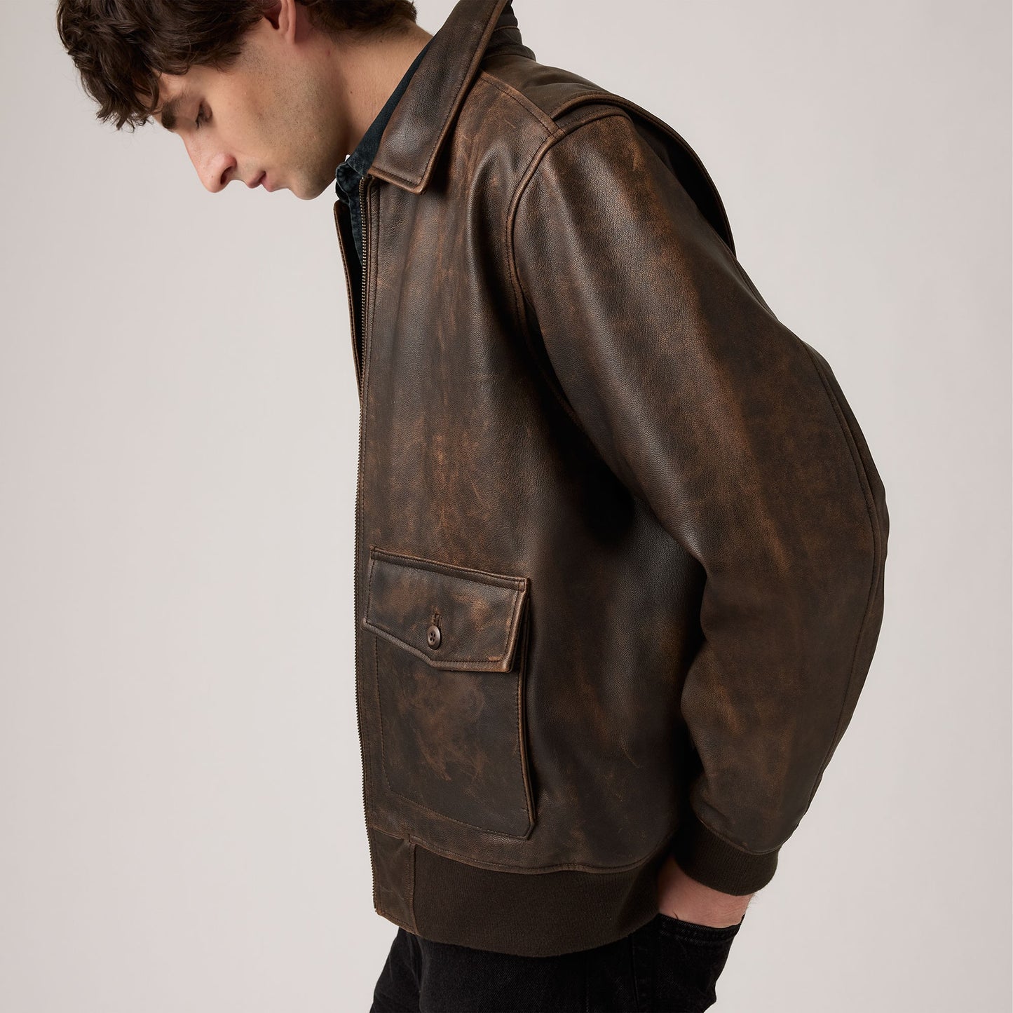 Levi's® Men's Clayton Leather Aviator Jacket