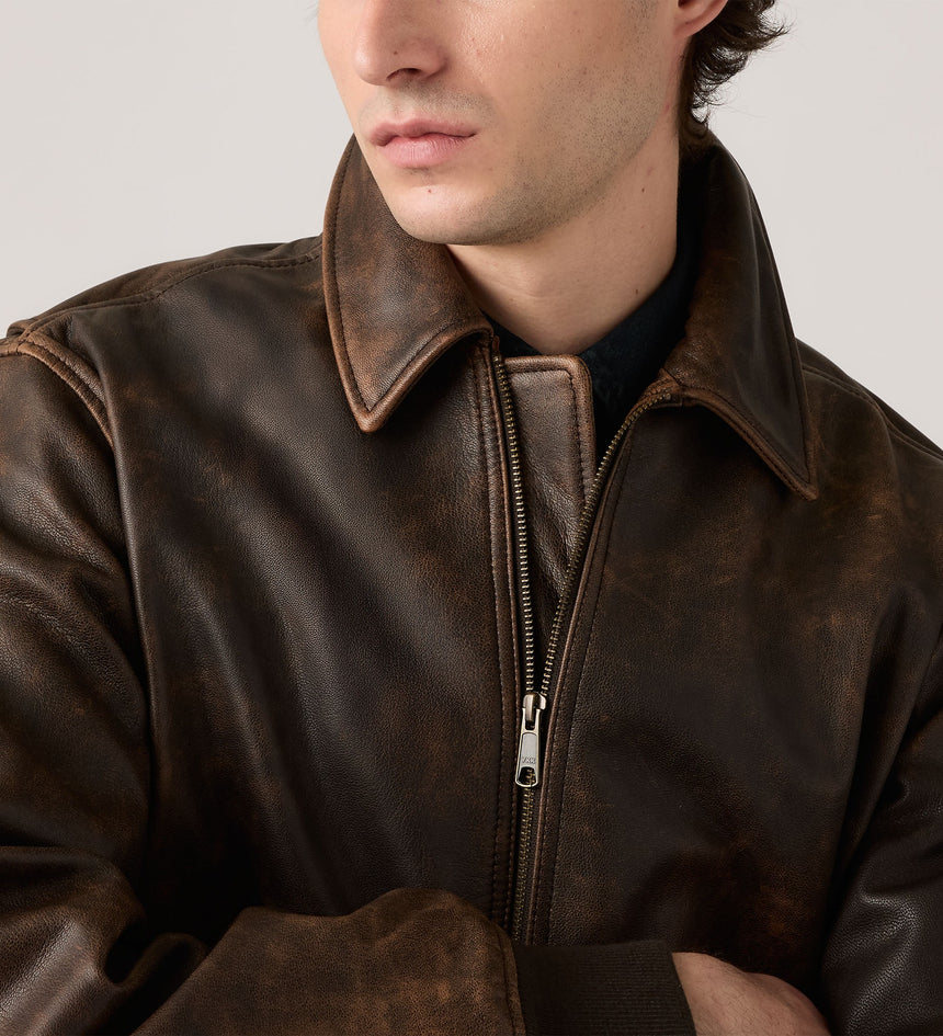 Main 5 - Levi's® Men's Clayton Leather Aviator Jacket - 003AU0000