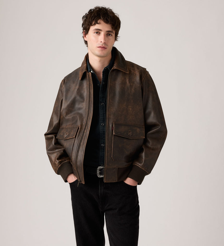 Main 1 - Levi's® Men's Clayton Leather Aviator Jacket - 003AU0000