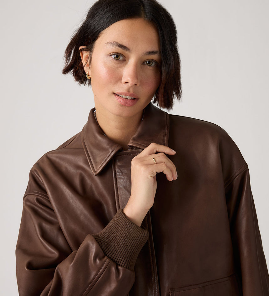 Main 4 - Levi's® Women's Kennedy Dad Leather Jacket - 003G60003