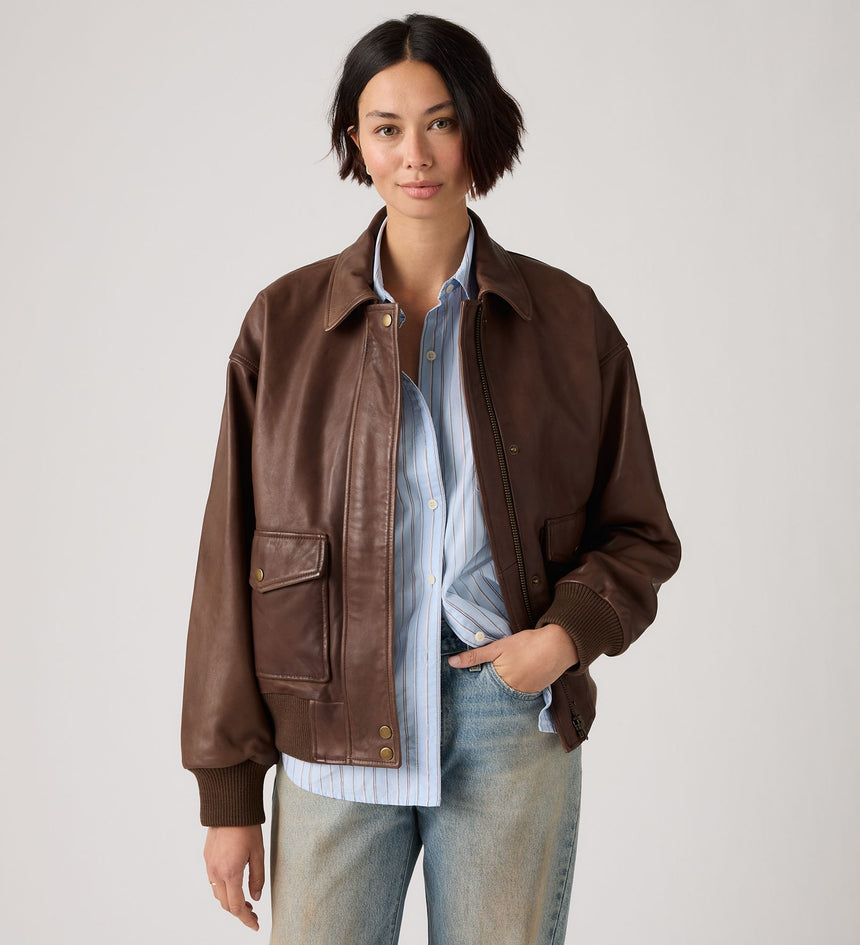 Main 1 - Levi's® Women's Kennedy Dad Leather Jacket - 003G60003