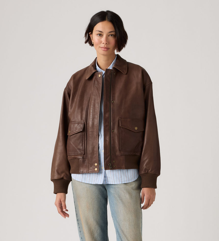 Main 2 - Levi's® Women's Kennedy Dad Leather Jacket - 003G60003