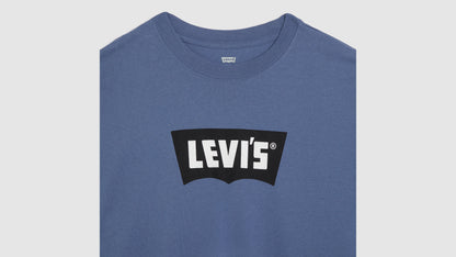 Mens blue batwing graphic tshirt close-up view