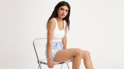 Model in Levi’s Women’s Classic Fit Tank, Angled Front View, white