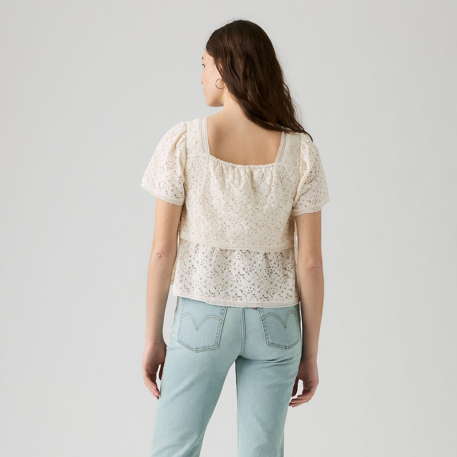 Main 2 - Levi's® Women's Dom Short-Sleeve Lace Blouse - 007XH0005