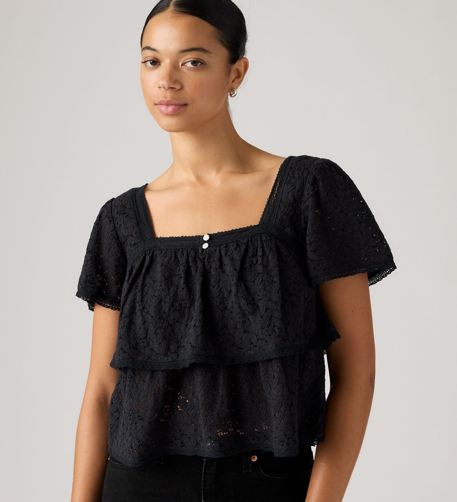 Main 1 - Levi's® Women's Dom Short-Sleeve Lace Blouse - 007XH0006