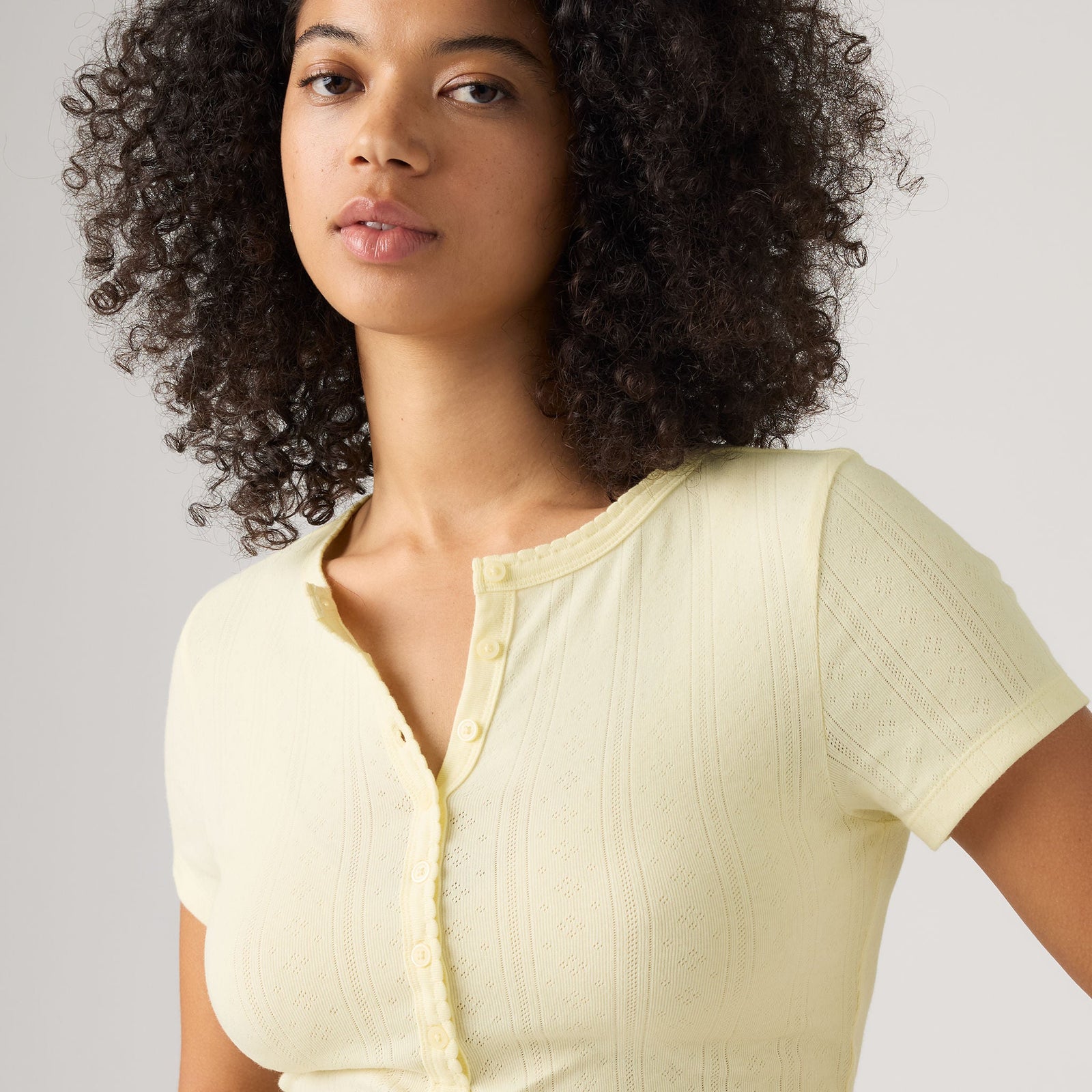 Main 4 - Levi's® Women's Dry Goods Pointelle Short-Sleeve Henley - 0086J0002