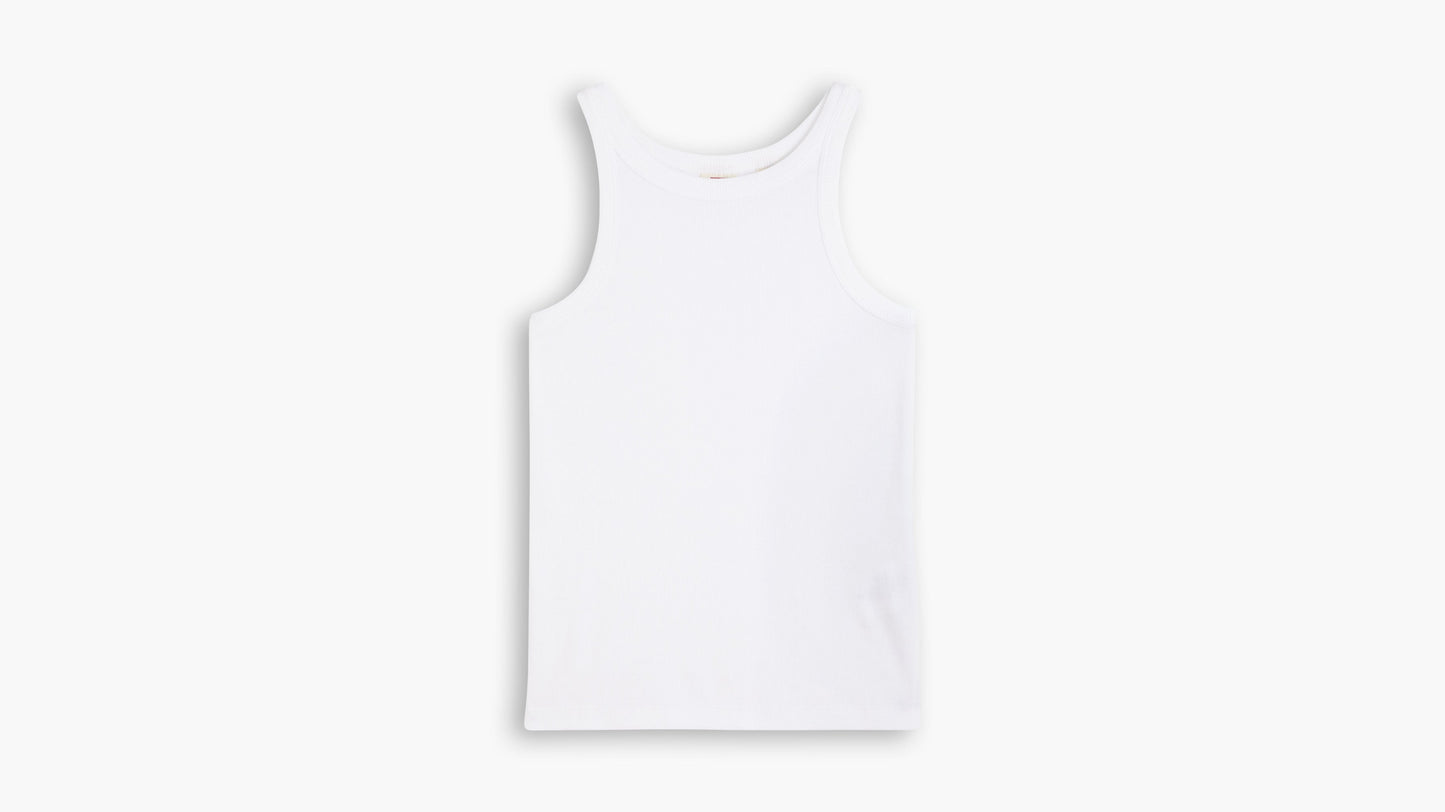 Flat lay of Levi's Women's Essential Racer Tank in white, front view