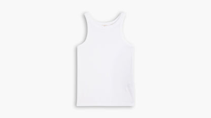 Flat lay of Levi's Women's Essential Racer Tank in white, front view