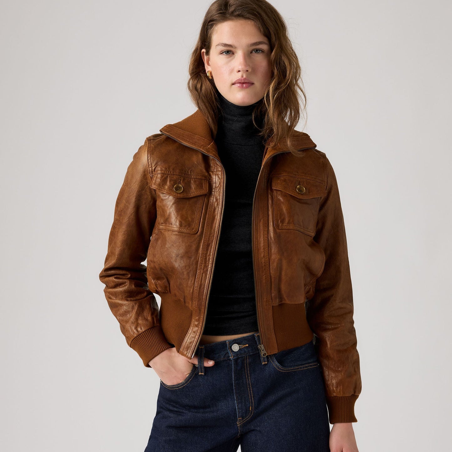Levi's® Women's Kira Shrunken Leather Bomber Jacket
