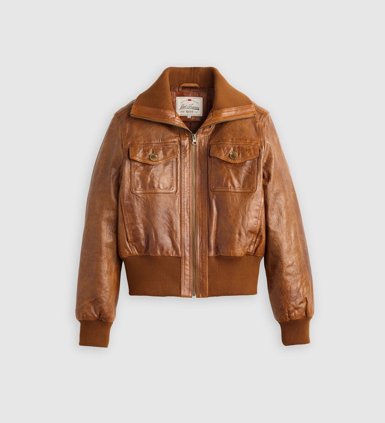 Main 5 - Levi's® Women's Kira Shrunken Leather Bomber Jacket - 007U60000
