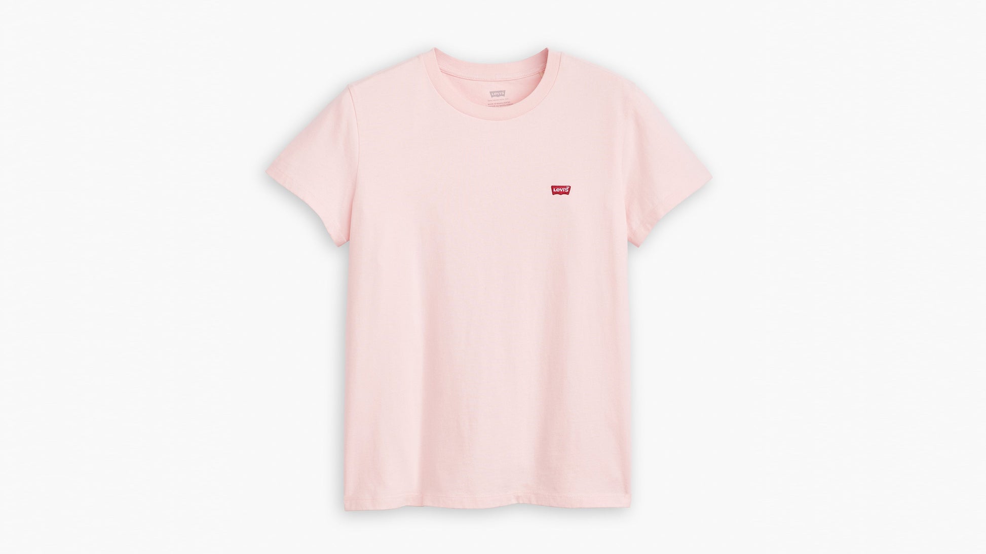 Flat lay of light pink Levi’s t-shirt