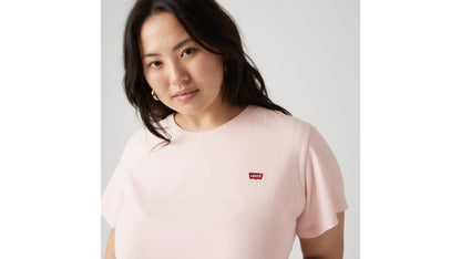Woman in Levi's ligh pink plus size perfect t-shirt