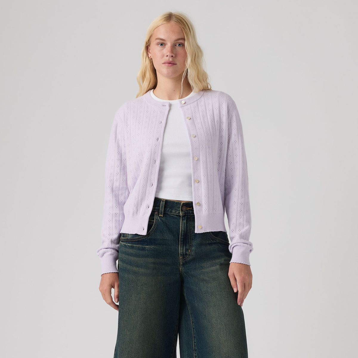 Levi's® Women's Supersoft Pointelle Crewneck Cardigan