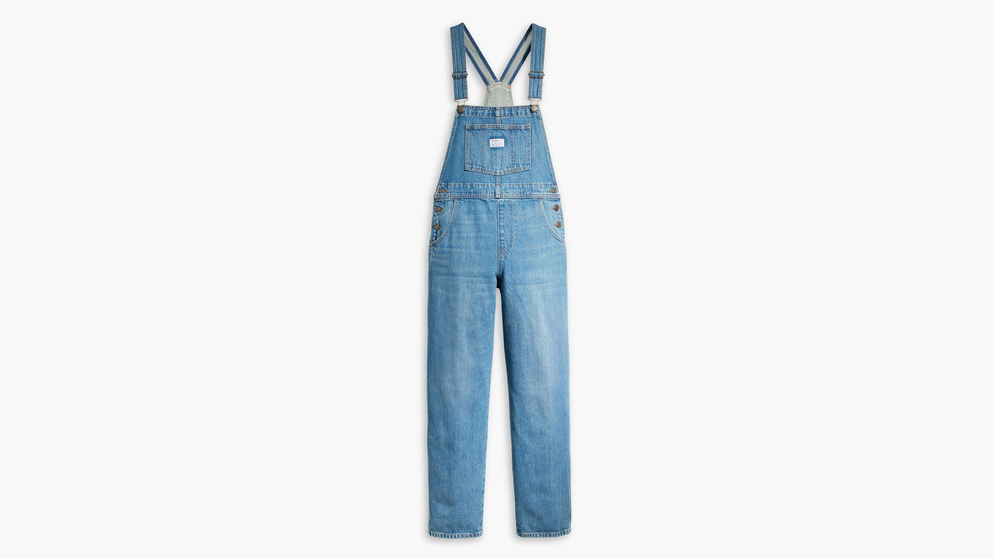 Front view of Levi's womens vintage denim overalls
